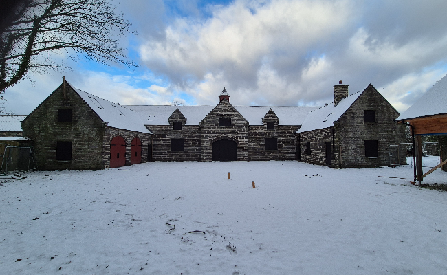 Large commercial buiding in the snow